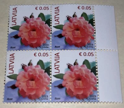 Sellos de Letonia 2023 Flowers, bloque de 4 sellos - Imagen 1 de 2