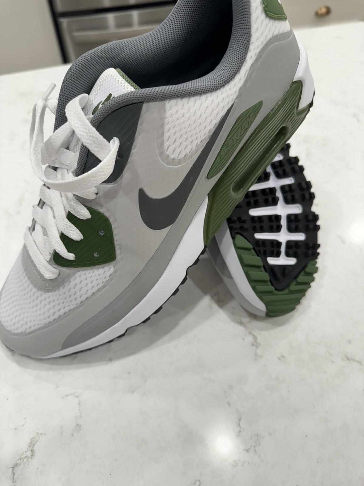 Nike Air Max 90 G White Grey Military Green Golf Shoes CU9978-108 Men  Size 10.5