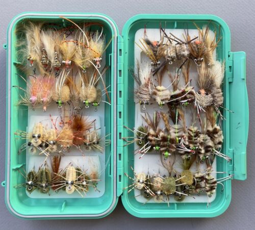 SALTWATER FLATS PERMIT FLY COLLECTION (55) in a Green C&F Design Case