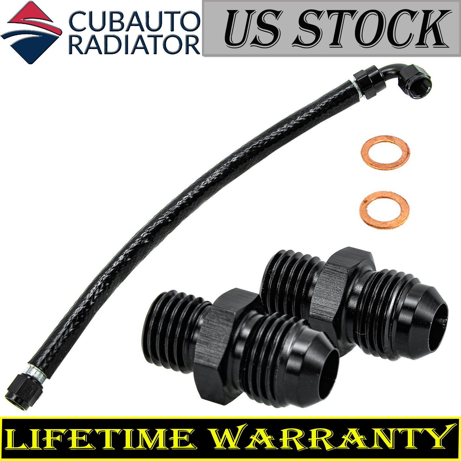 Turbo Oil Feed Line Kit For 2003-2018 Dodge Ram 2500/3500 With 5.9L/6.7L Cummins – Flexible Teflon Hose, AN Fittings