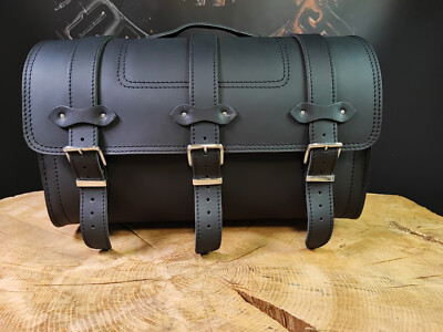 Large Pack Bag Sissy Bar THOR By ORLETANOS Black Leather Luggage Roll HD