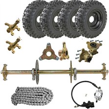 32" Go Kart ATV Trike Rear Axle Kit 6" Wheels Sprocket Hub Brake Assembly Carts