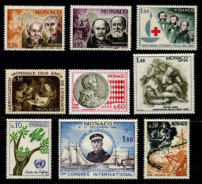 Monaco B70 MNH 9v Art Red Cross Birds UN Ships Space