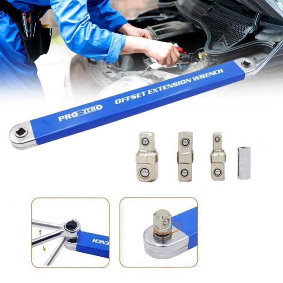 Spanner Extension Wrench Set Offset Ratchet Spanner Extender with Adapters 39cm - image 4 of 4