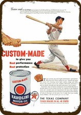 1950 TED WILLIAMS BOSTON RED SOX - TEXACO HAVOLINE OIL Vintage Look METAL SIGN