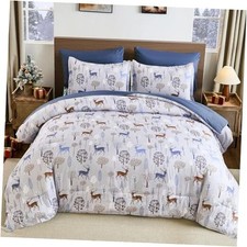 Comforter Set 7 Piece Size, Christmas Bedding Set Festive Reindeer King Blue