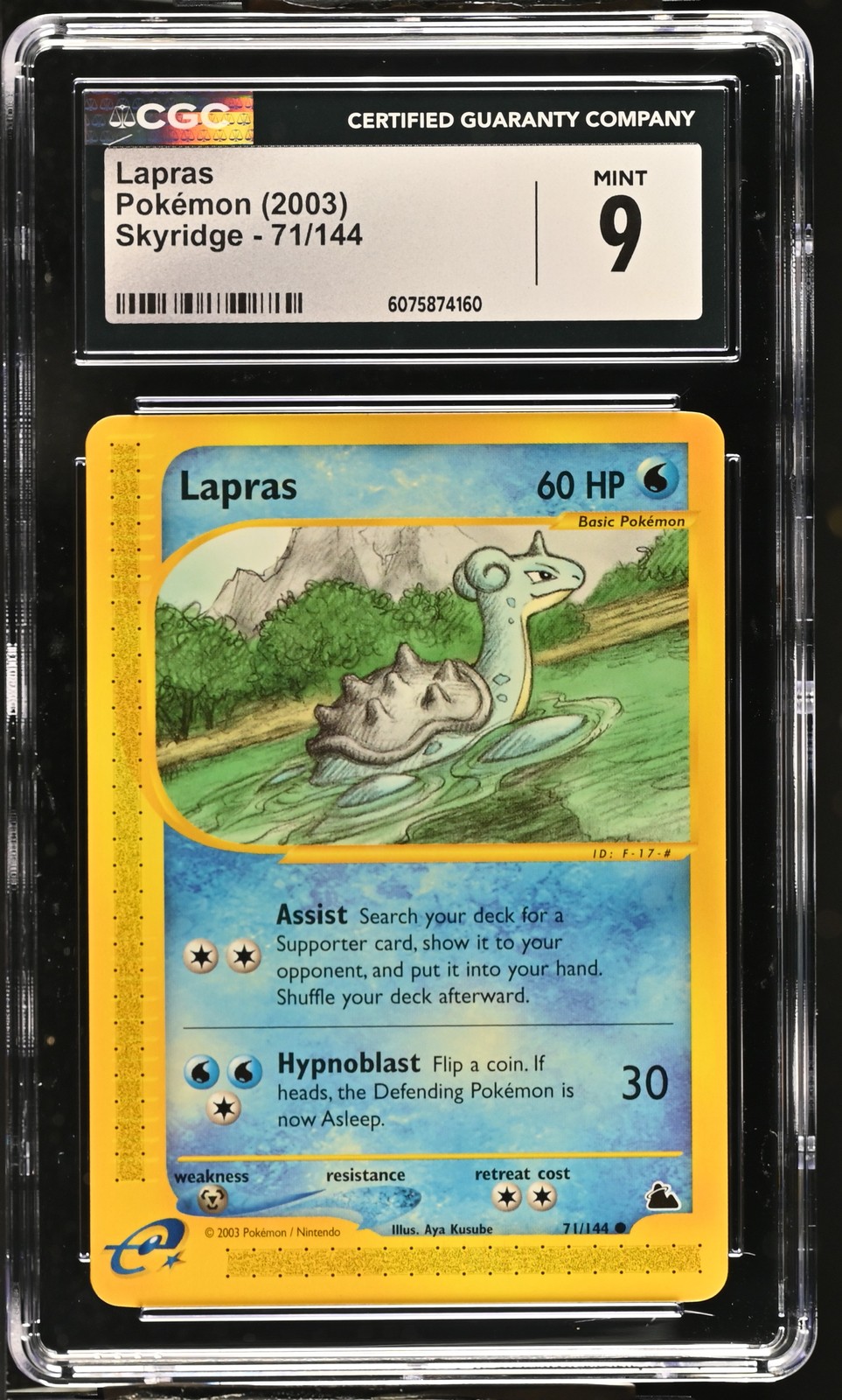 CGC 9 MINT Lapras 2003 Skyridge 71/144 Pokemon Card
