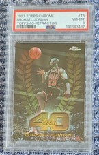 1997-97 TOPPS CHROME MICHAEL JORDAN TOPPS 40 REFRACTOR CARD #T40-5 * PSA 8 * HOF
