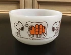 Vintage Fire King Anchor Hocking Snoopy Milk Glass Bowl Mint Condition