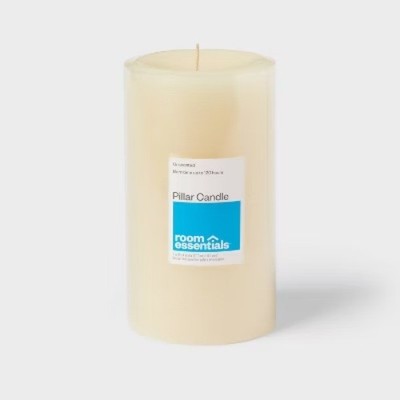 7'' x 4'' Unscented Pillar Candle Cream - Room Essentials: Paraffin Wax