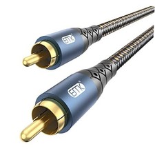 24K Gold-Plated Nylon Subwoofer Cable - 10ft/3m RCA to RCA - 10ft/3m
