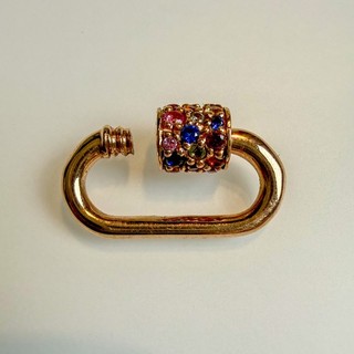 Marla Aaron Stoned Babylock Lock with Mixed Sapphires – Yellow Gold Jewelry