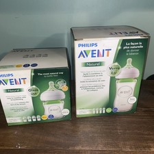 NIB Philips AVENT Natural Glass Bottles 8oz 4oz BPA-Free Anti-Colic 8 count
