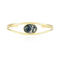 Cavill Moosachat Armband 6,85Ct Ovalschliff 925 Silber Vergoldet GrüN
