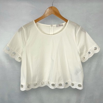 Riani Eyelet Hole Pattern Stretch Short Sleeve Blouse Top Womens UK 10
