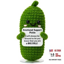 Crochet Positive Pickle Plush with Stand Funny Emotional Support Pickle
