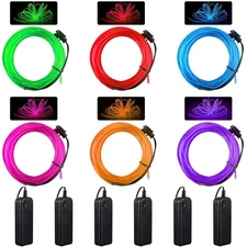 Konohan 6 Pieces Portable Wearable LED Lights Neon El Wire, Battery Operated,...
