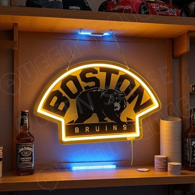 16''x12'' Boston Bruins Ice Hockey LED Neon Sign With Dimmer USB Powered Light