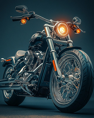 Leinwandbild schwarz silber individuell Motorrad eleganter Stil Wandbild Poster Druck