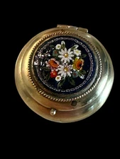 Vintage Italian Micro Mosaic Trinket Pill Box Signed FAP Italy