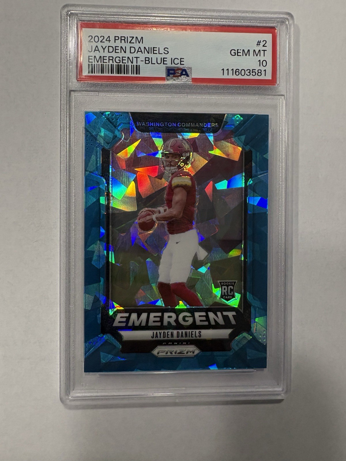 Jayden Daniels Panini Prizm Emergent #2 Blue Ice