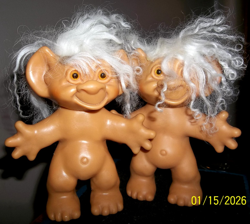 5.5' ' Vintage Uneeda Wishnik Troll Dolls  lot of Two WITH Amber eyes