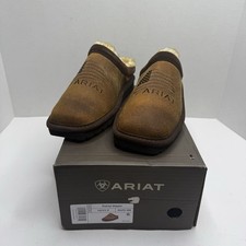 Ariat Mens Patriot Square Toe Suede Slippers Color Dusty Brown Size 9 Faux Fur