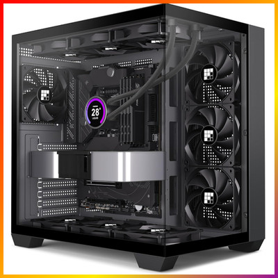 PC Gehäuse ATX Mid-Tower Schwarz Hoher Airflow 4 Lüfter Typ-C 360mm Radiator