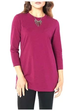 Attitudes by Renee Washed Cotton Jersey Crew Neck Top Blackberry