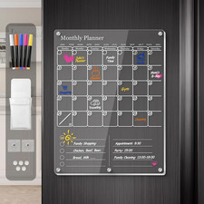Acrylic Magnetic Fridge Calendar Magnet, Clear Dry Erase Board Calendar for Refr