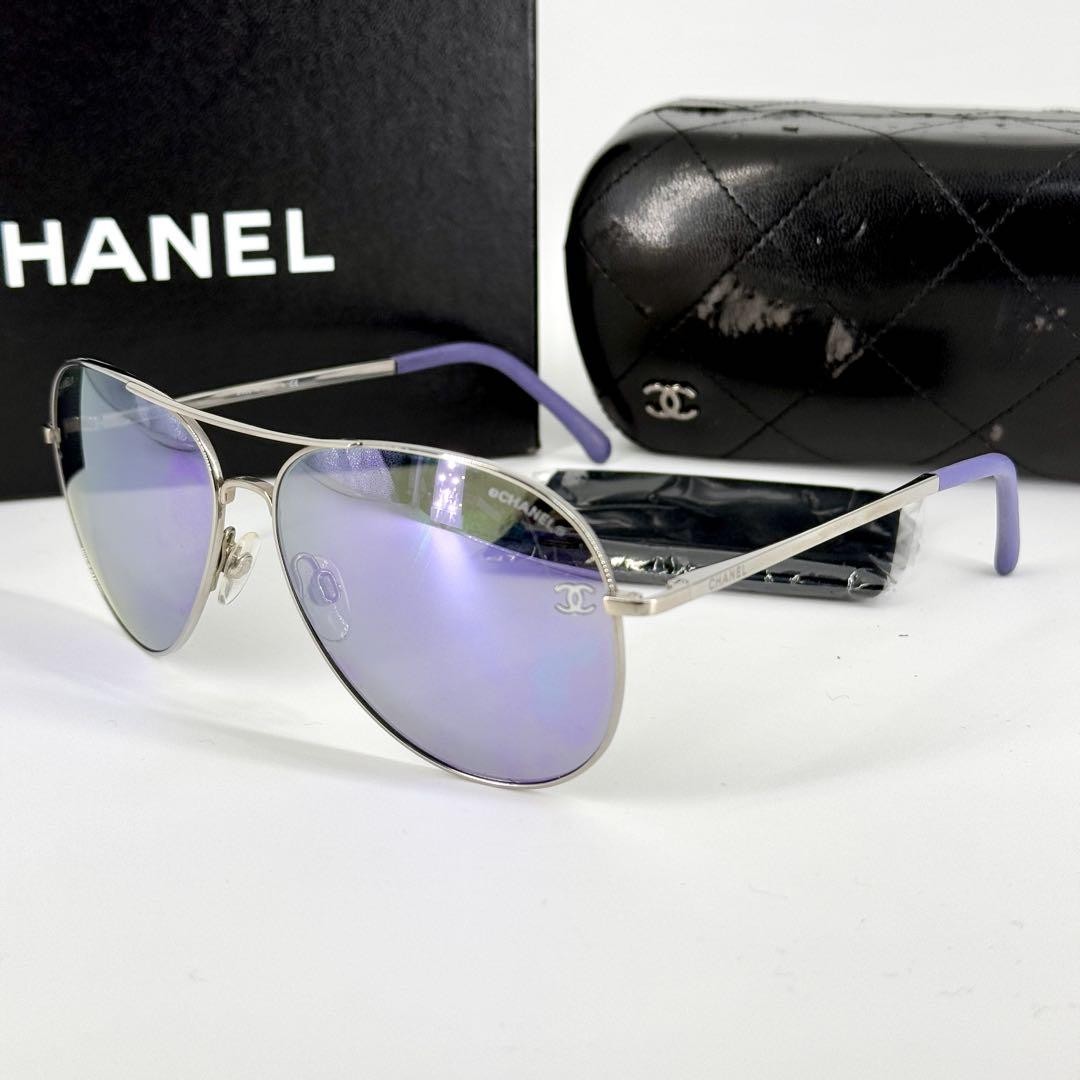 Chanel 4189-T-Q Purple Pilot Frame Sunglasses