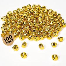Gold Jingle Bells for Crafts, 100PCS 1inch Large Craft Bells with Crisp Sound, C
