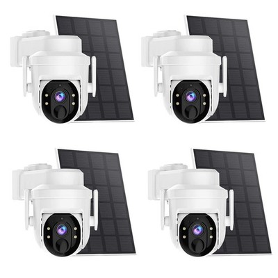 4Pcs Wireless Security Camera System Outdoor 360 WiFi Solar Battery Camera CCTV