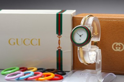 [Box, Papier] GUCCI Change Bezel 1100-L 12 Farben Uhr (ca. 16,2-16,7cm Band)