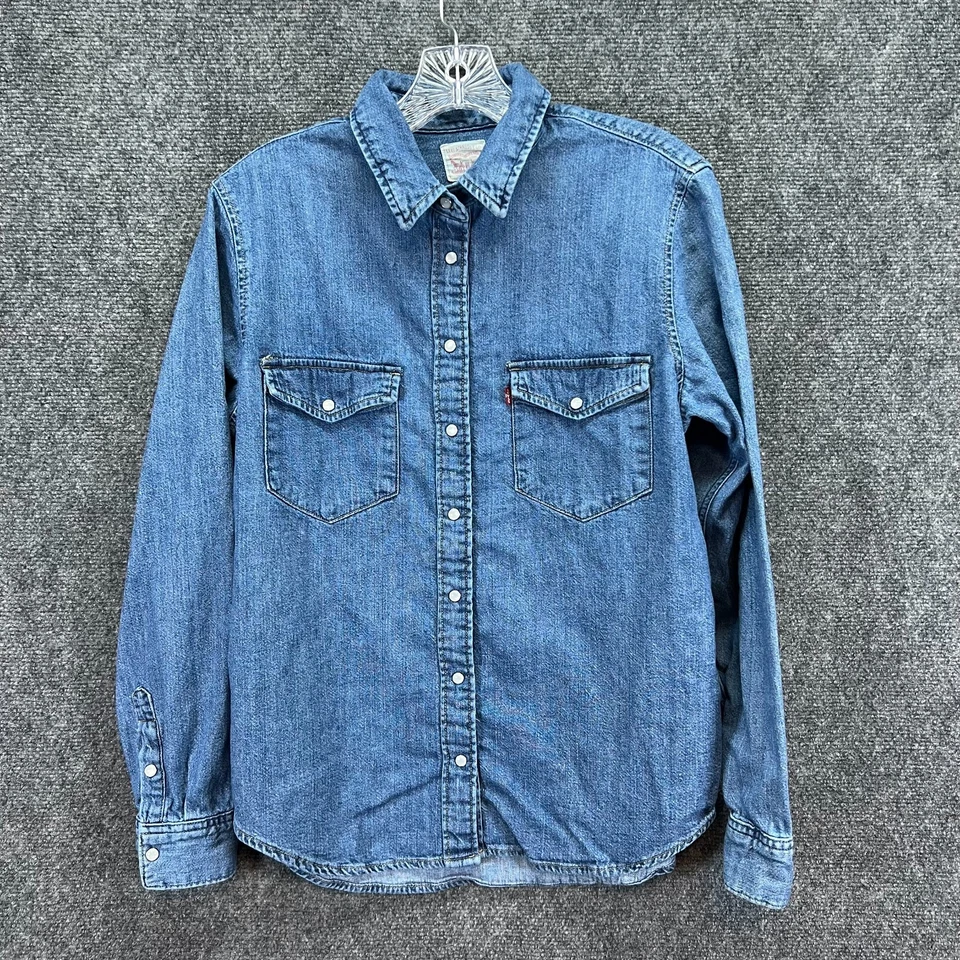 Levi’s Men’s Western Denim Blue Pearl Snap Long Sleeve Shirt Cowboy Size M - Image 3 of 4
