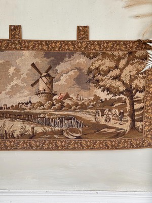 58x23 Sepia toned windmill dutch holland vintage old tapestry wall