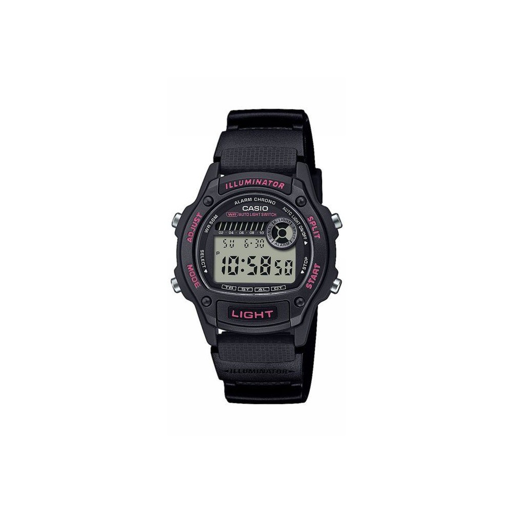 Montre Casio W-220H mixte noire et bleue avec cadran digital et mouvement quartz