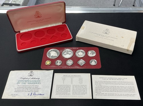 1977 Bahamas 9-Coin Proof Set w/Box & COA
