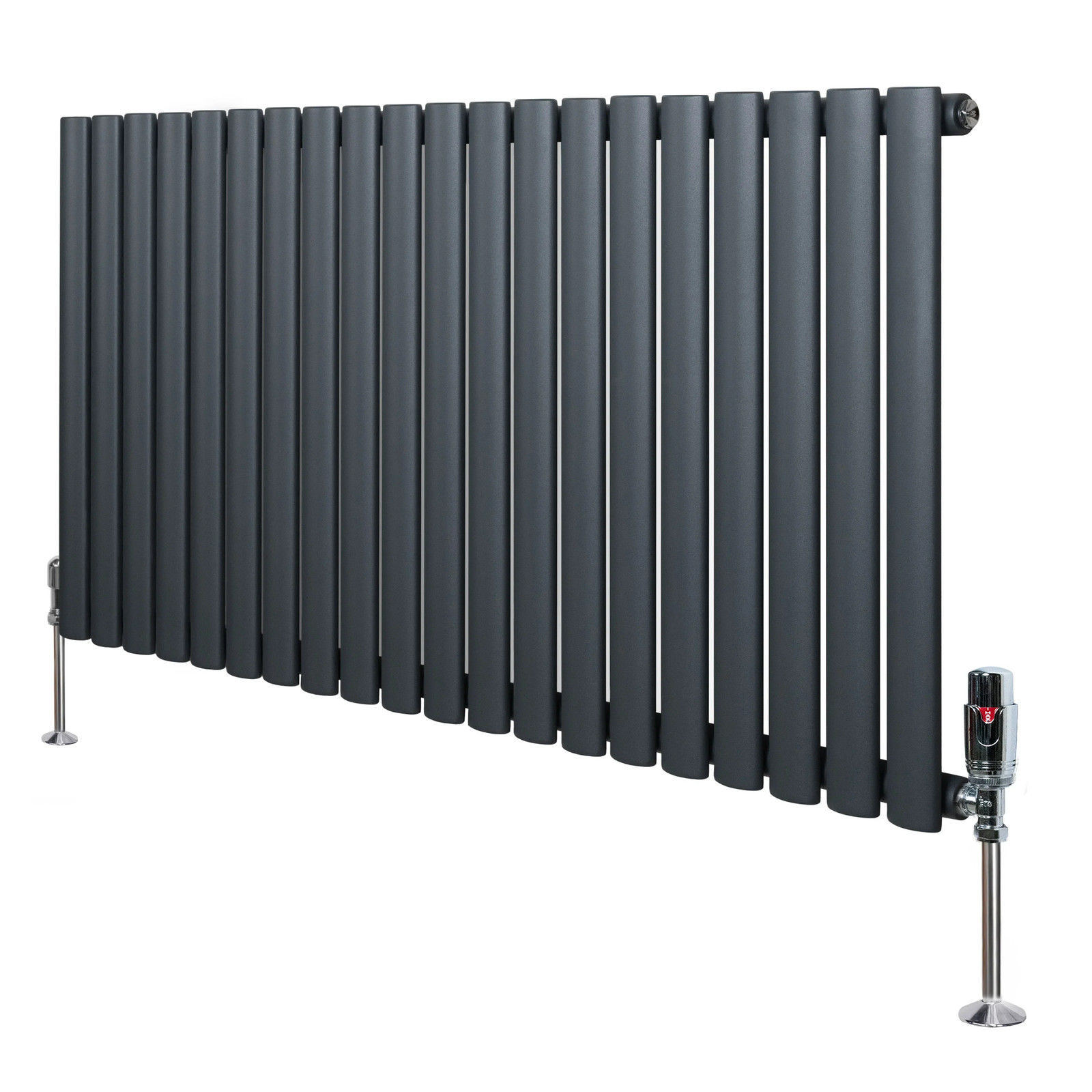 Oval Single Column Radiator 600mm x 1200mm & TRV Chrome Valves