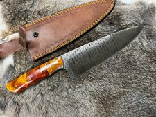 Hand-Forged Damascus Steel Chef Chef's Knife Resin Handle Outdoor