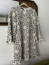 Zimmermann Cream & Black Lace Crochet Ottie Mini Dress Size 3 / 10 Boho