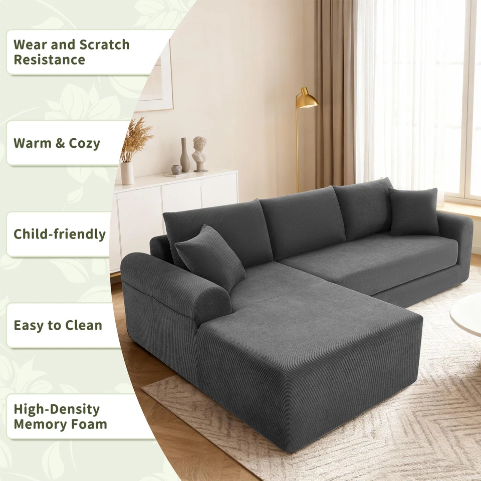 Sofá Seccional Nube 103", Sofá Modular Moderno con Chaise Orientado a la Izquierda en Forma de L Foto 3 de 4