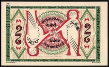 Notgeld Bielefeld 1918, 2 Mark, Jugendstil-Muster mit Figuren und Schrift 
