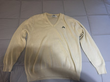 Vintage Garan Sweater Yellow 80s V Neck Made In USA Designer Mens Size Large