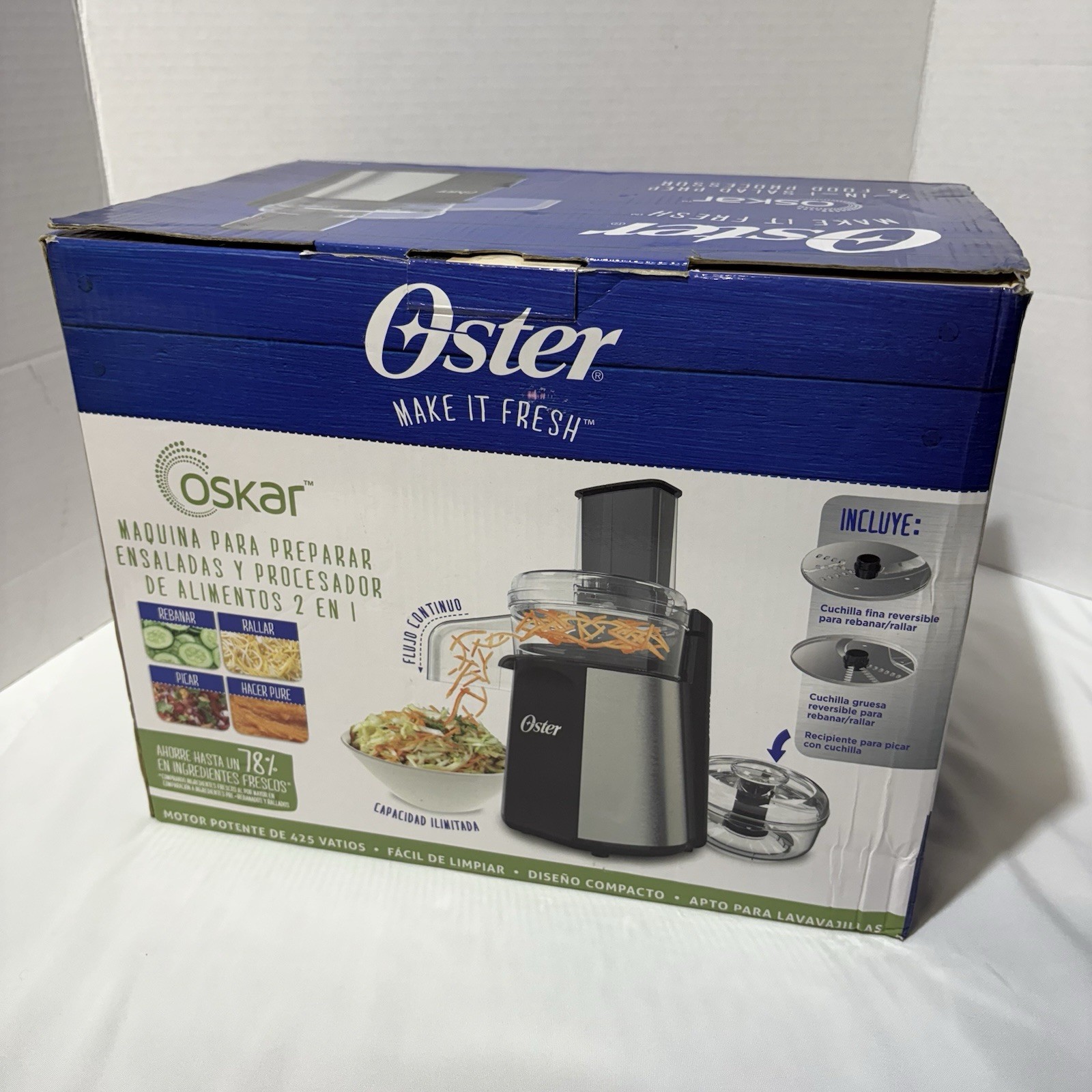Oster Oskar 2-in-1 Salad Prep And Food Processor, Black, New Open Box