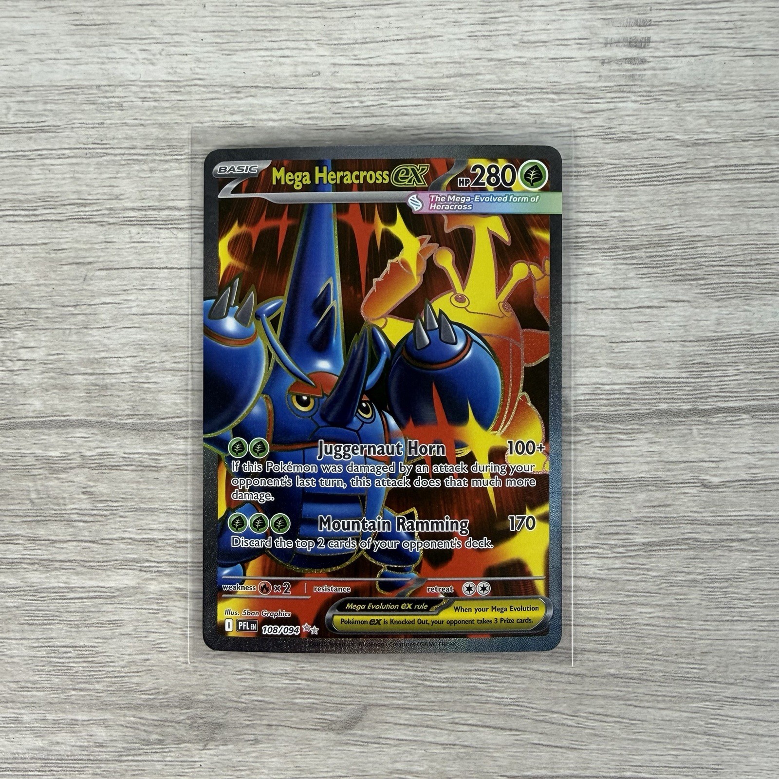 Pokémon Mega Heracross ex 108/094 Me02: Phantasmal Flames Holo