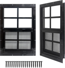 14" X 21" Shed Windows with Tempered Glass and Fiberglass Screen, 2 Pack Small S