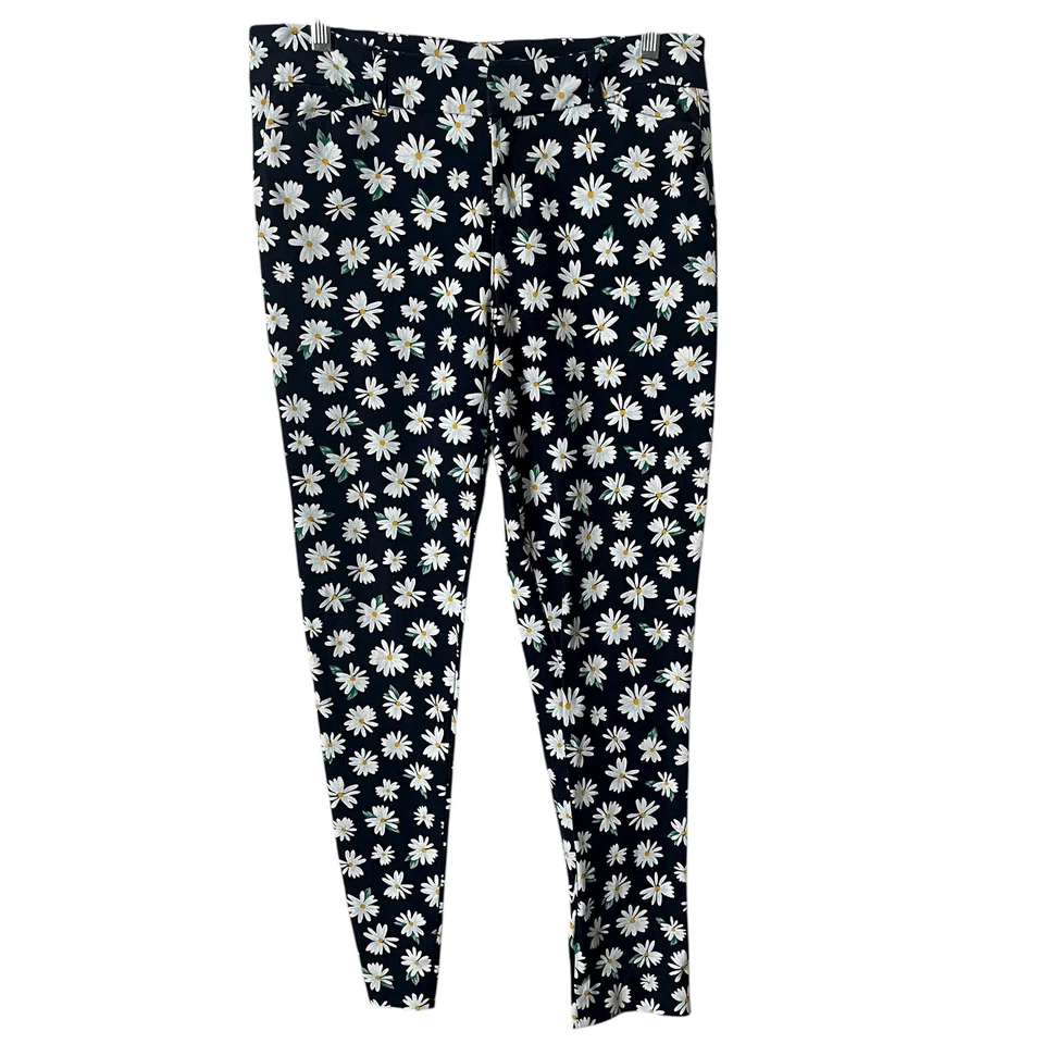 Old Navy Pants Womens 6 Pixie Ankle Daisy Print Stretch Blue White - Image 2 of 4