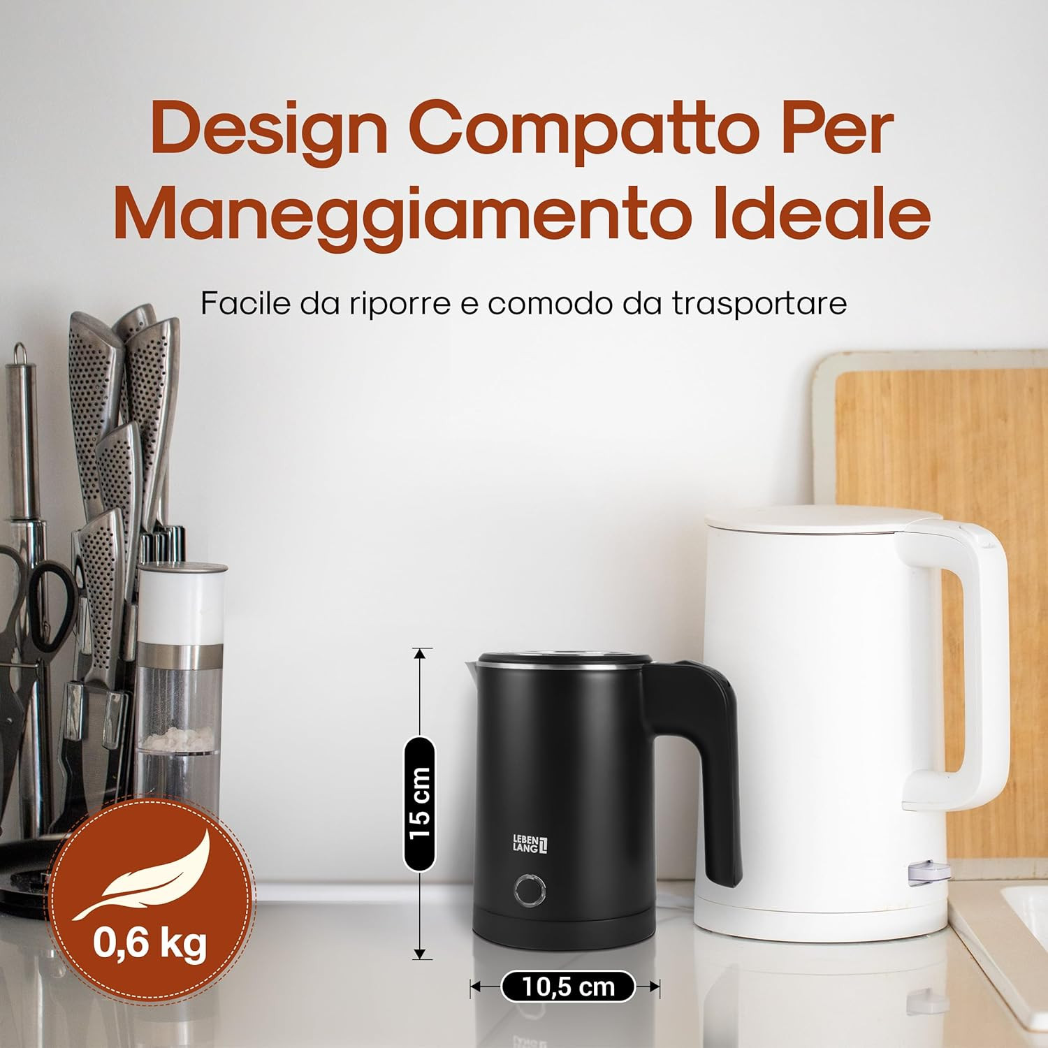Mini Bollitore Elettrico da Viaggio 600W Inox | Compatto e Potente - 2