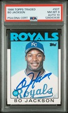 1986 Bo Jackson signed ROOKIE card Topps Traded #50T PSA 8 AUTO 10 RC